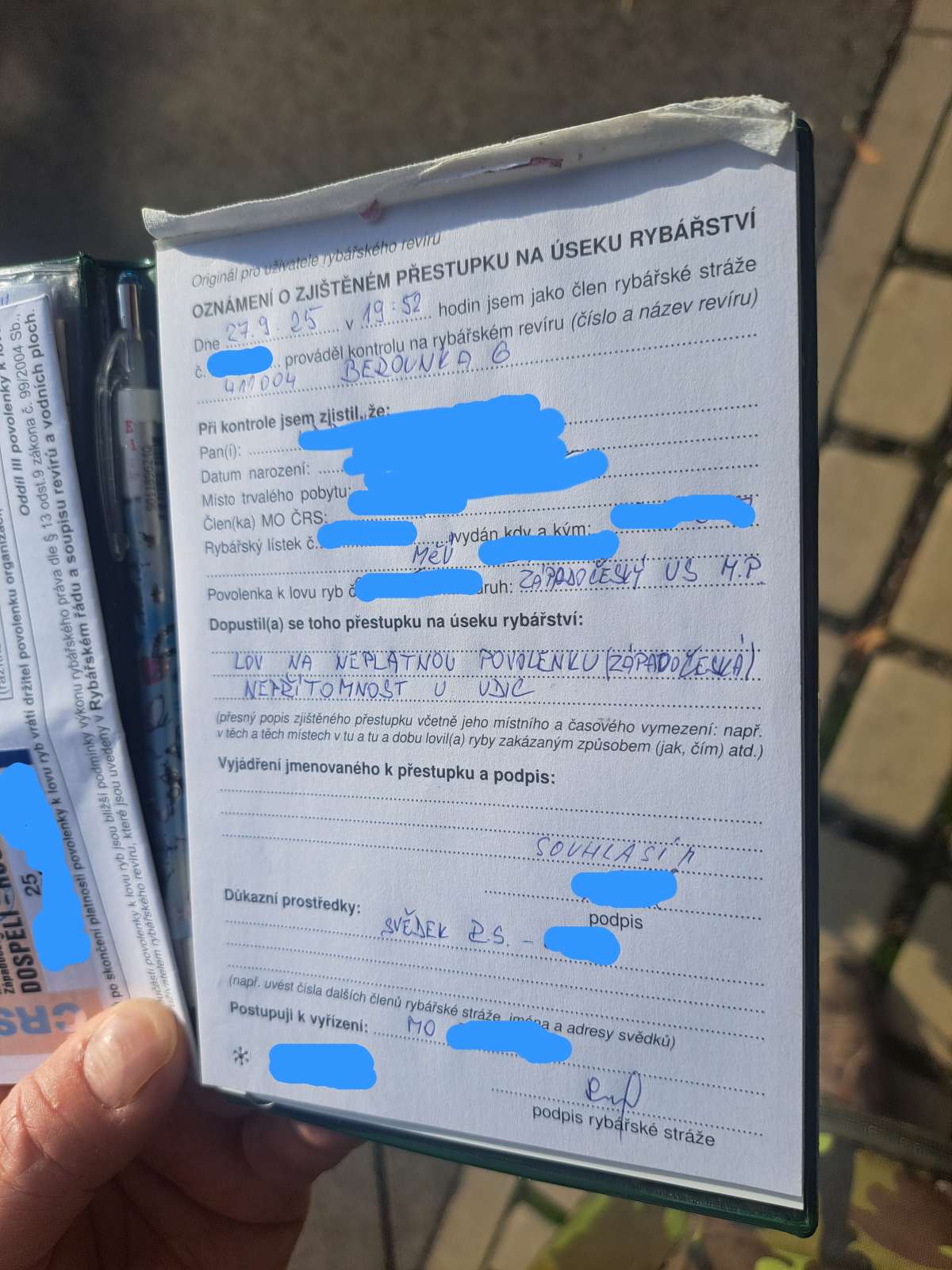Oznámení o zjištěném přestupku